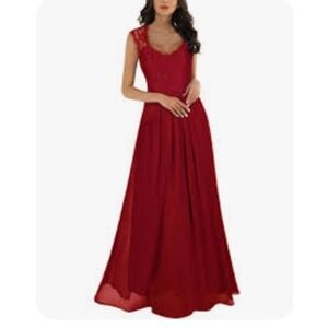 Miusol 3XL Red Lace Top‎ Chiffon Maxi Dress Evening Party Gown Fits 18/20 2X